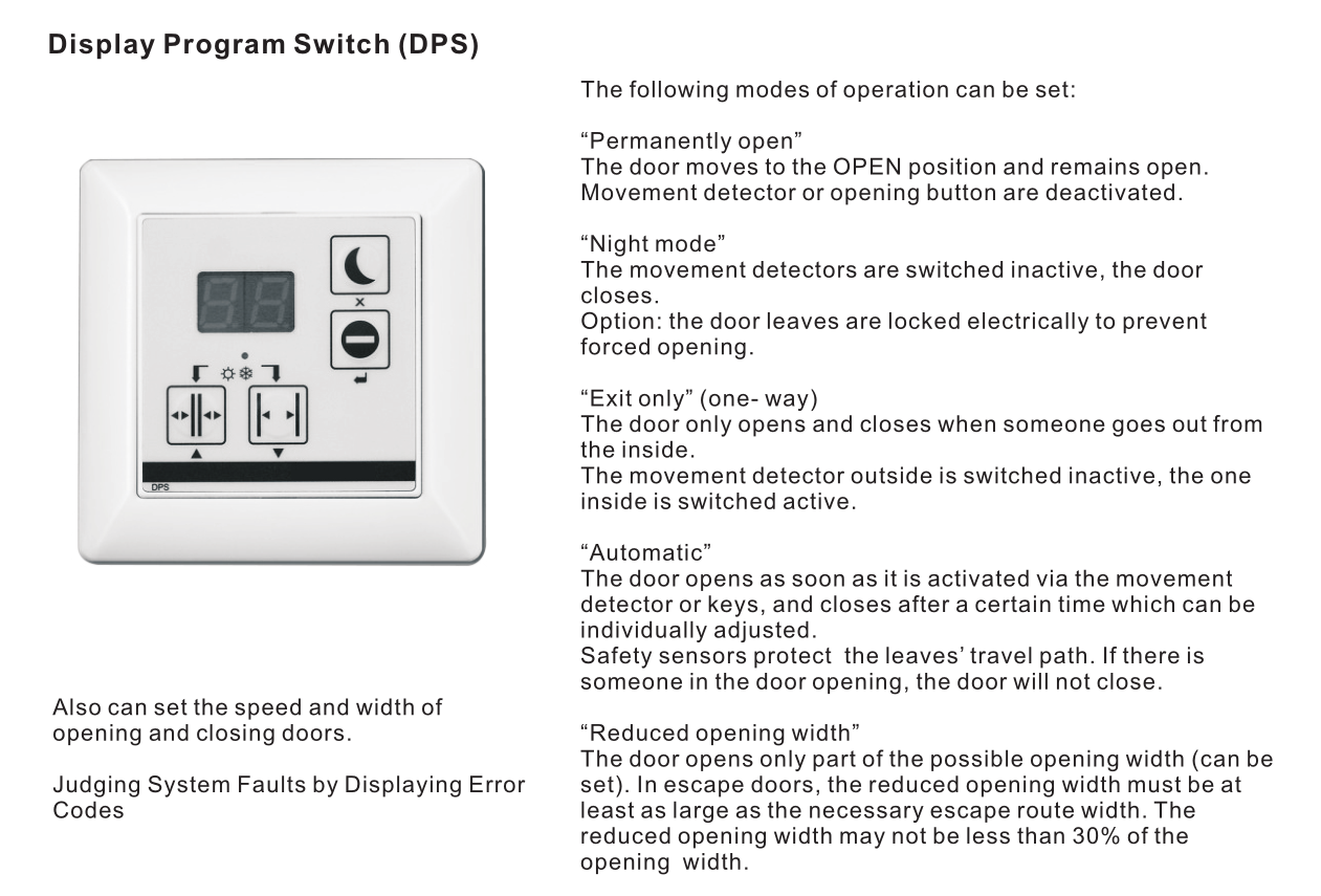 Dorma ES 200 Error Codes (Fault Codes) Automatic door, Automatic sliding doors, Automatic door opener