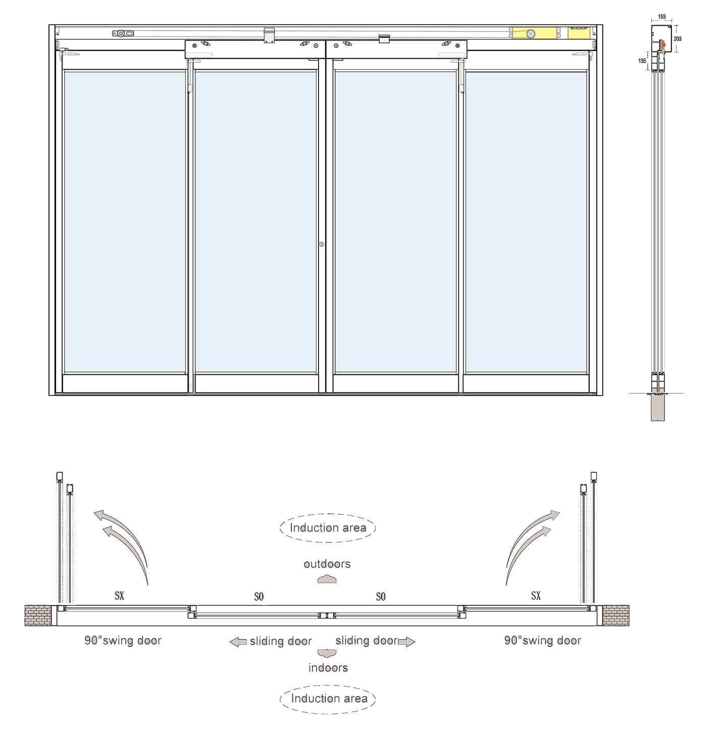 Automatic sliding break-out doors for emergency exit