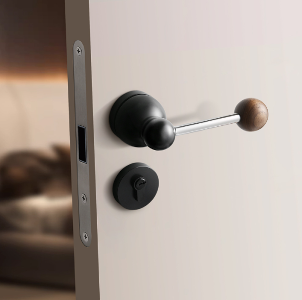 Space aluminum door handles magnetic mute bedroom room door locks ...