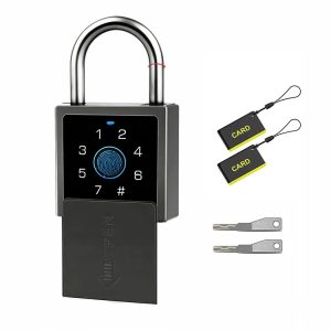 Fingerprint Lock Iron Gate Locks Outdoor Padlock Waterproof